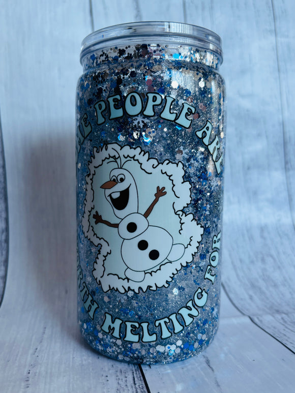 16oz plastic snow globe cup - Some People Are Worth Melting For