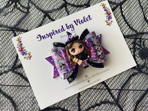 3.5" Violet bow - Clay Purple Witch