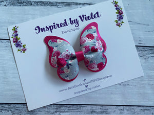 3.25" Butterfly bow - Grey Floral