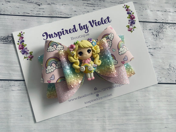 4” Lettie bow - Pastel Rainbow Blonde