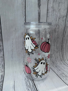 16oz plastic cup - Pumpkin Ghosts