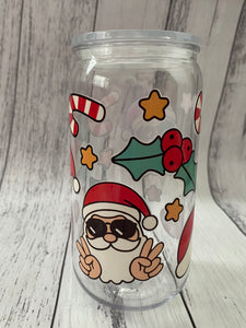 16oz plastic cup - Groovy Santa