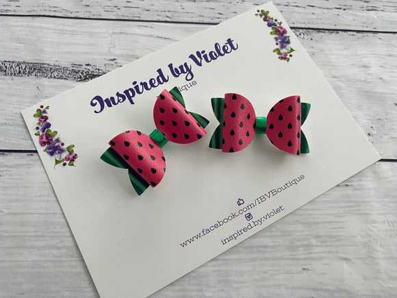 2” Florence pigtail set - Watermelon