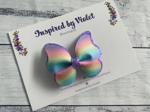 3.25" Butterfly bow - Pastel Rainbows