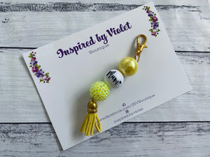 Beaded Keyring - Yellow Mum