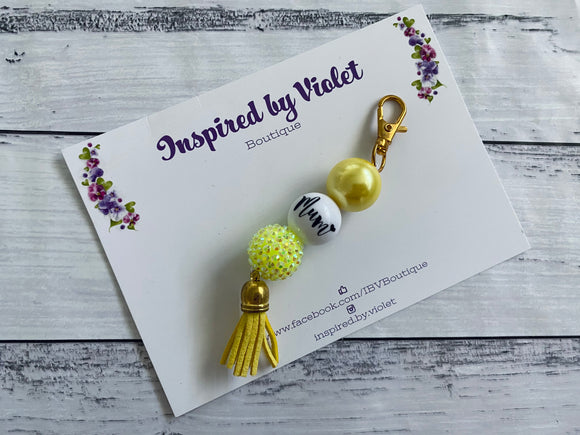 Beaded Keyring - Yellow Mum