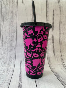 24oz tapered plastic cup - Pink Doll Black