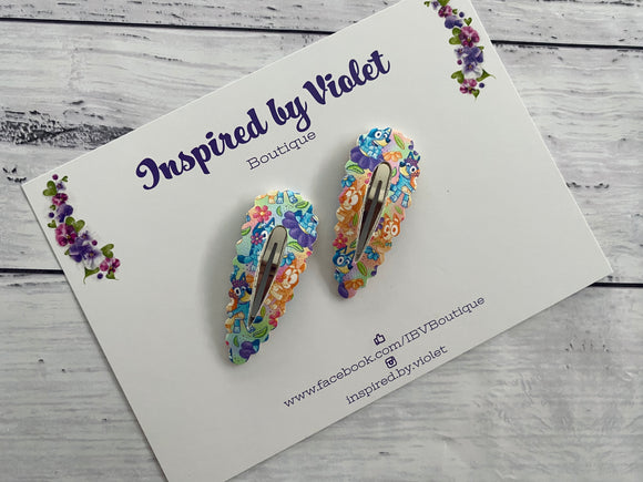 5.5cm Snap Set - Blue Dog Floral