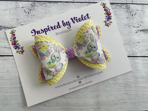 4” Sienna bow - Floral Bunny