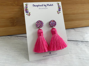 Dangle Earrings - Pink Tassels