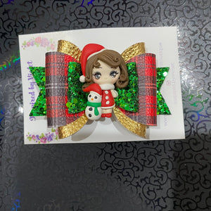 3.5" Violet bow - Xmas Girl - on clip