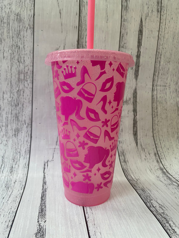 24oz tapered plastic cup - Pink Doll Light Pink