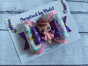 4.5" Violet bow - Pink Butterfly