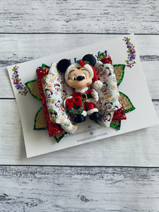 4.5" Bella Clay bow - Santa Mouse