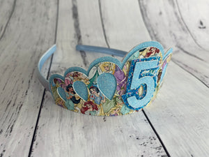 Birthday Tiara headband - 5 Princess Blue