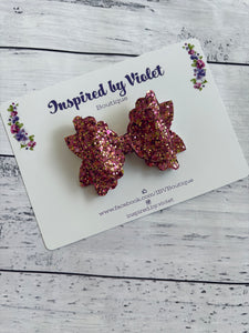 3" Ava bow - Pink Bronze Glitter