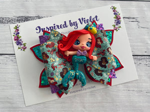 4.5" Bella Clay bow - Mermaid Princess