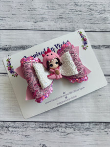4.5" Nevaeh Clay bow - Pink Dino Party