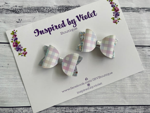 2” Florence pigtail set - Pastel Gingham