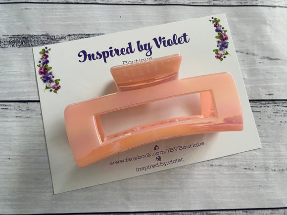 10.5cm Rectangle Claw Clip - Salmon Pink Sheen