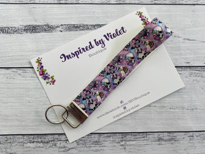 Faux Leather Key Fob/Wristlet - Purple Halloween