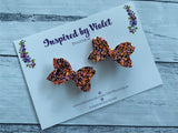 2” Florence pigtail set - Halloween Glow in the dark glitter