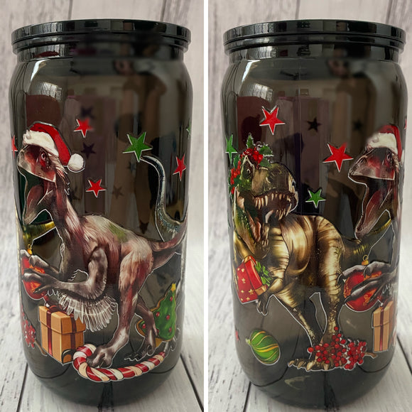 16oz plastic cup - Christmas Dino