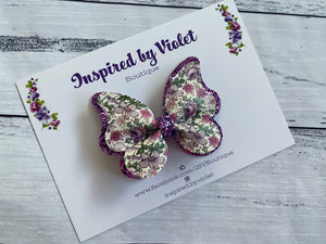 3.25" Butterfly bow - Purple Vintage Floral