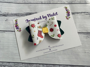 3.5" Imogen bow - Festive - on clip