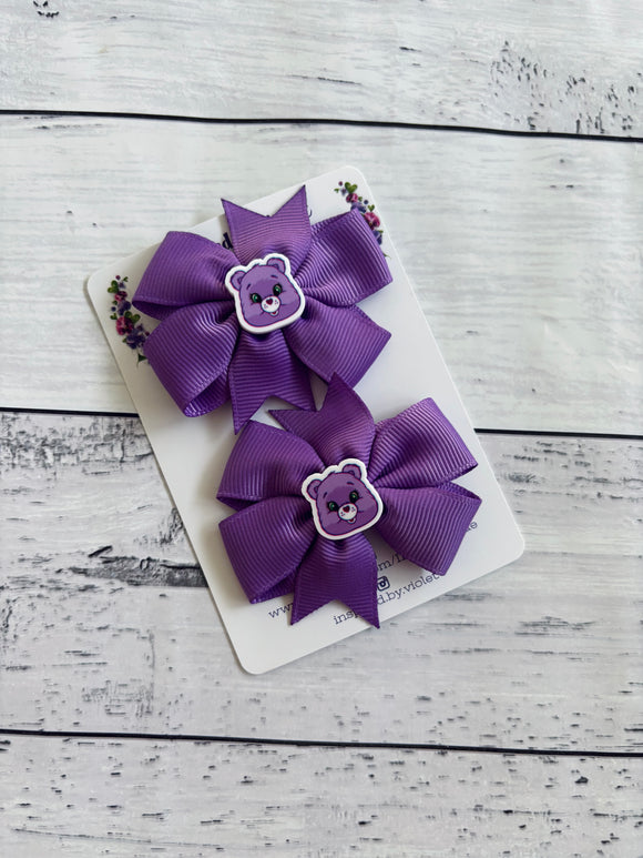 Ribbon resin piggies - Purple Bears