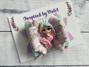 4.5" Bella Clay bow - Pastel Mermaid