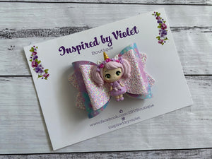 3.5" Imogen bow - Pastel Unicorn Girl