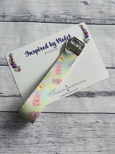 Faux Leather Key Fob/Wristlet - Rainbow Labubu