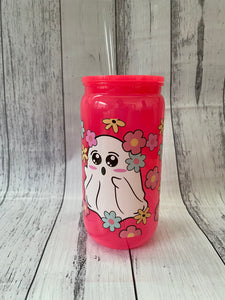 16oz plastic cup - Daisy Ghosts