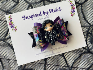 3.5" Violet bow - Polka Dot Spooky Girl