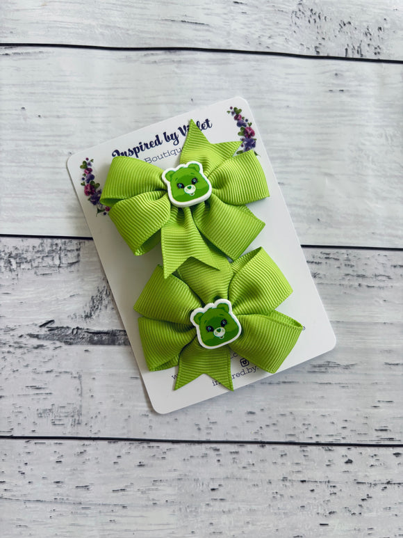 Ribbon resin piggies - Green Bears