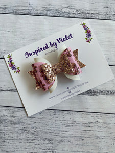 3.5" Violet bow - Pink Gingerbread