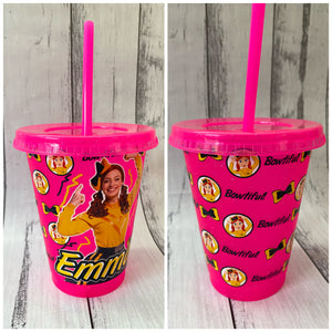 16oz tapered plastic cup - Emma Neon Pink