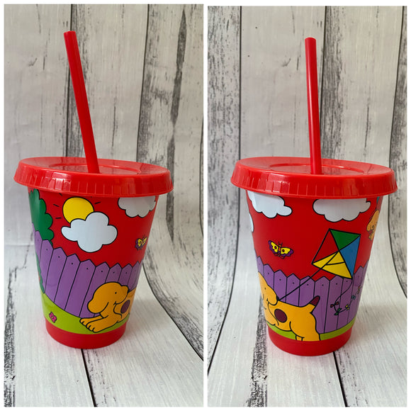 16oz tapered plastic cup - Book Puppy Red