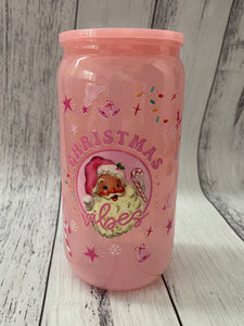 16oz plastic cup - Pink Christmas Vibes