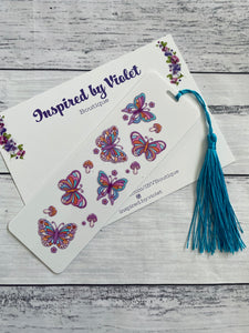 Bookmark - White Purple Butterflies