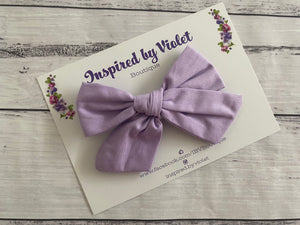 10-12cm Fabric bow on Clip - Purple