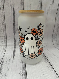 16oz Glass cup - Cute Ghost