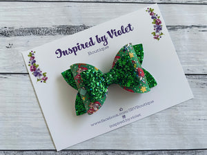 3.5" Sophia bow - Blue Pup & Green Grump