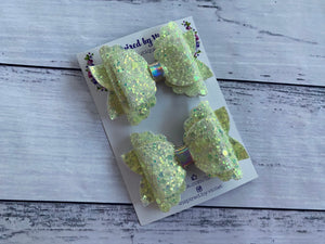 2.5" Ava Piggy set - Pastel Lime Glitter