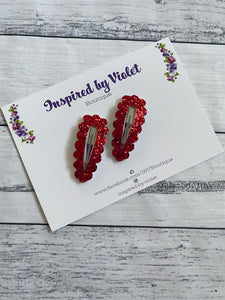 5.5cm Snap Set - Red Glitter