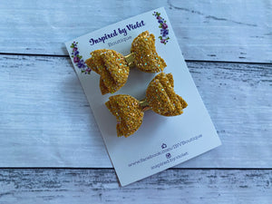 2” Florence pigtail set - Mustard Glitter