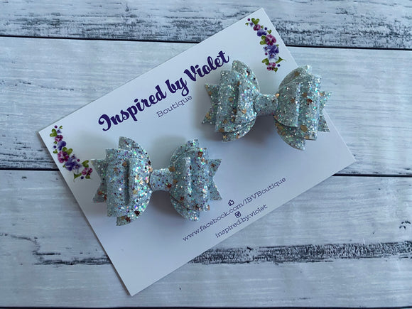 2.75” Violet pigtail set - Baby Blue Glitter