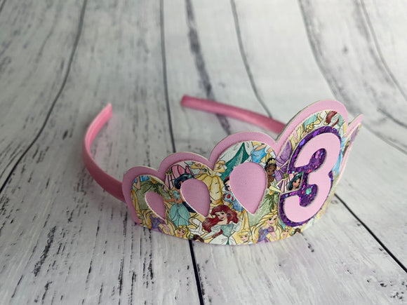 Birthday Tiara headband - 3 Princess Pink