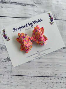 3" Ava bow - Fluro Confetti